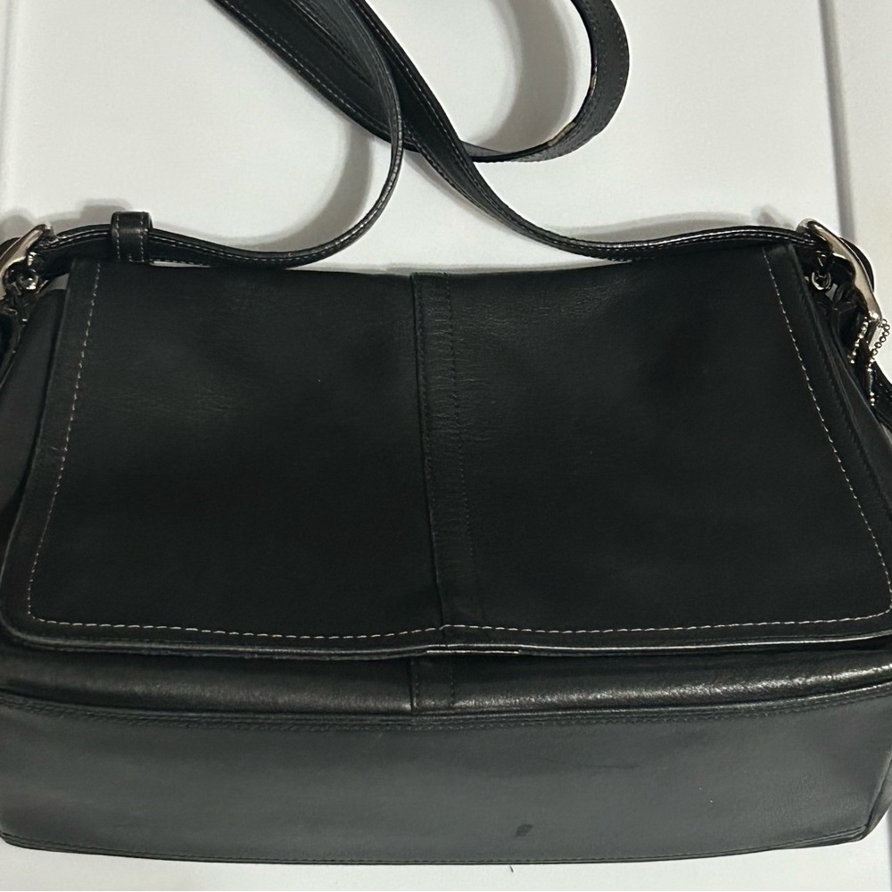 Coach Black Flap Leather F10204 Shoulder Bag Purse